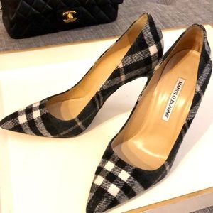 Manolo Blahnik Plaid BB Pumps size 8 | 38